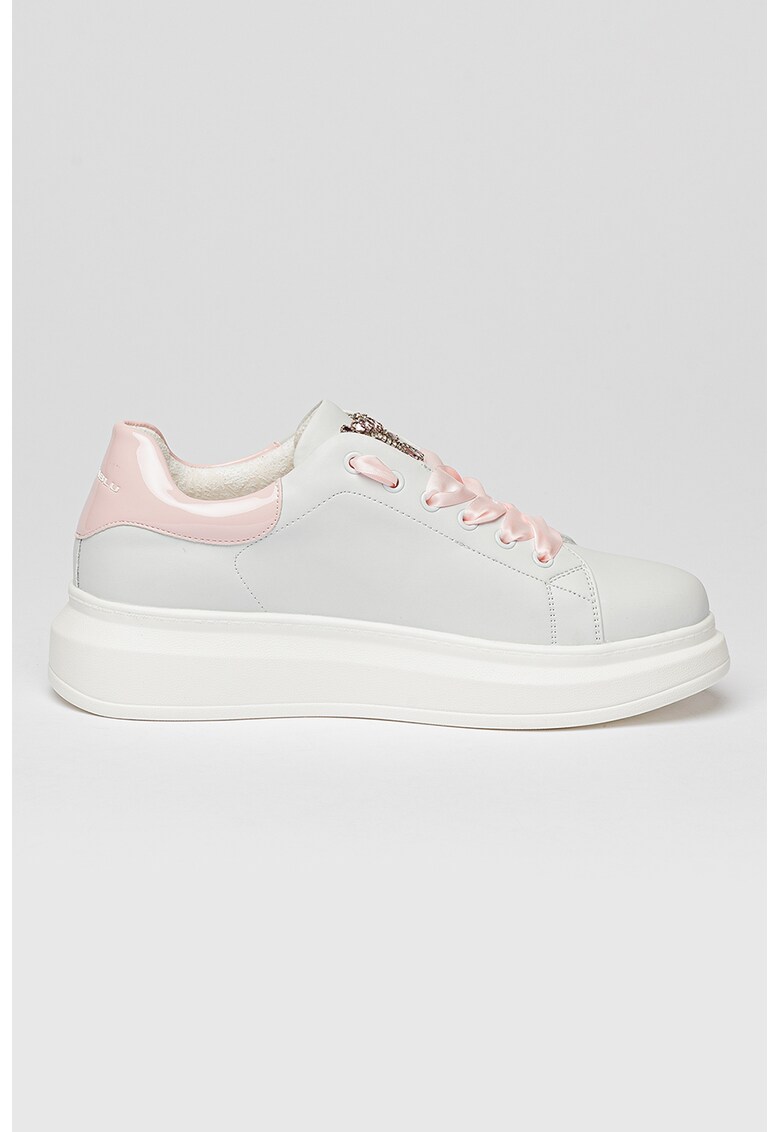 Pantofi sport de piele cu aplicatii cu strasuri