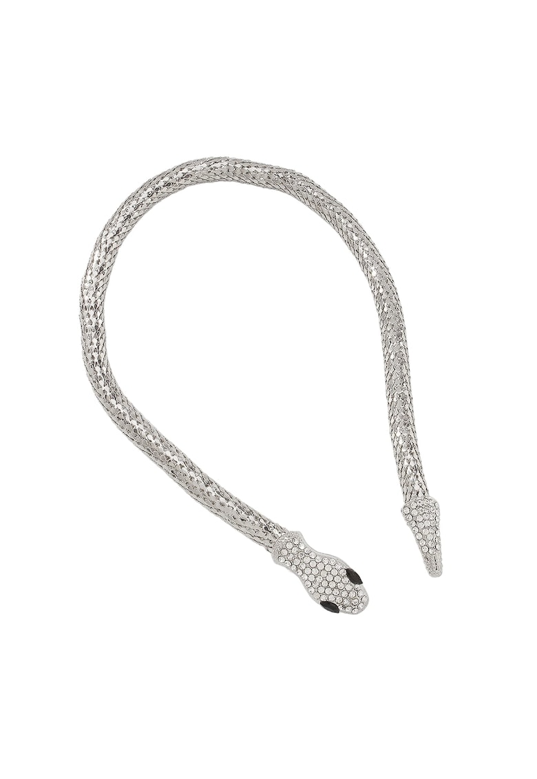 Colier argintiu - forma de sarpe - cu pietre -