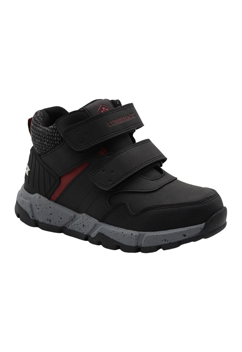 Pantofi sport mid-cut cu velcro si insertii textile