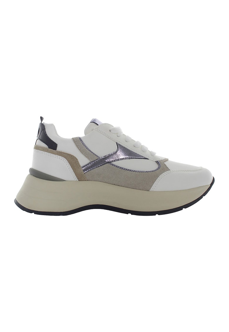 Pantofi sport demi-wedge cu garnituri de piele