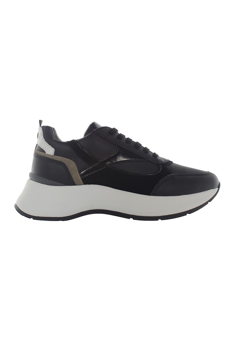 Pantofi sport demi-wedge cu garnituri de piele