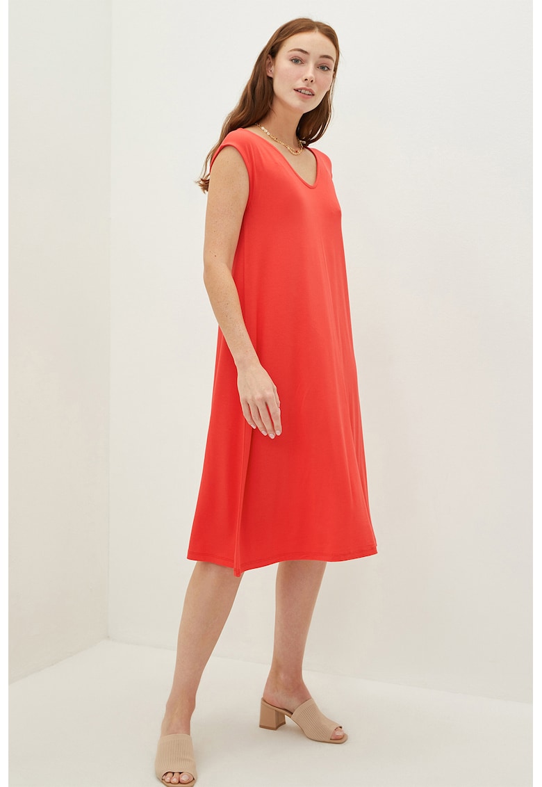 Rochie midi vaporoasa din amestec de viscoza