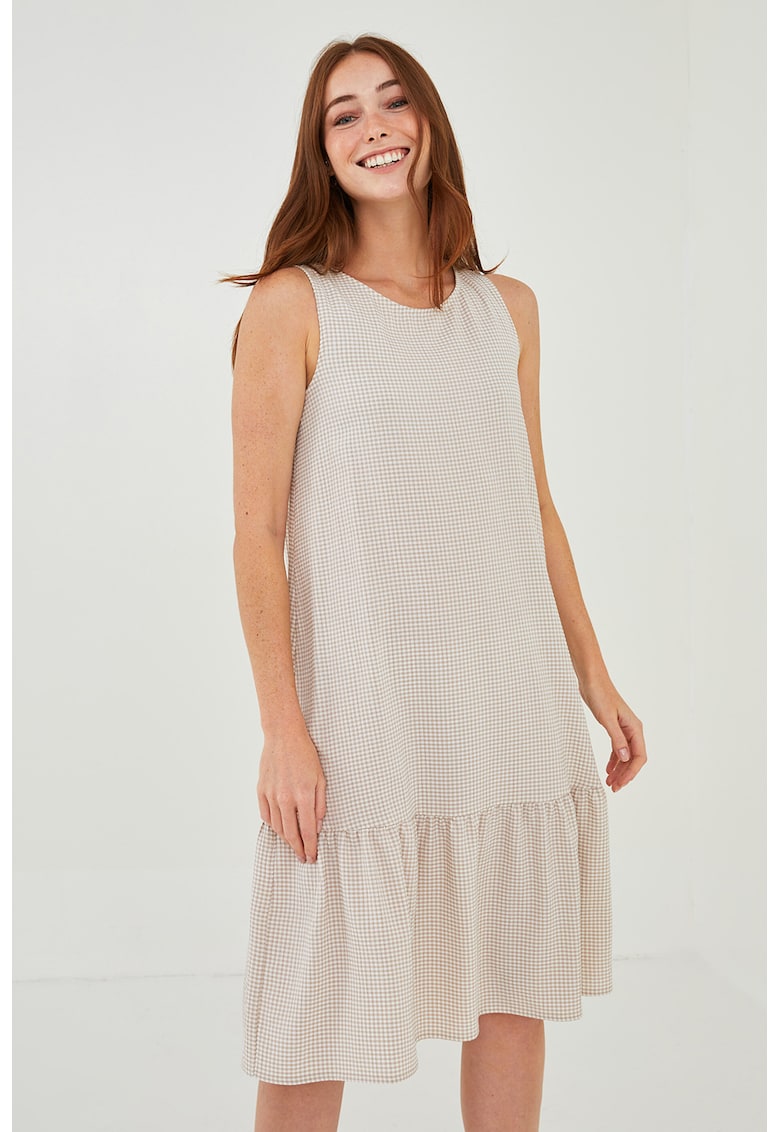 Rochie fara maneci cu model in carouri