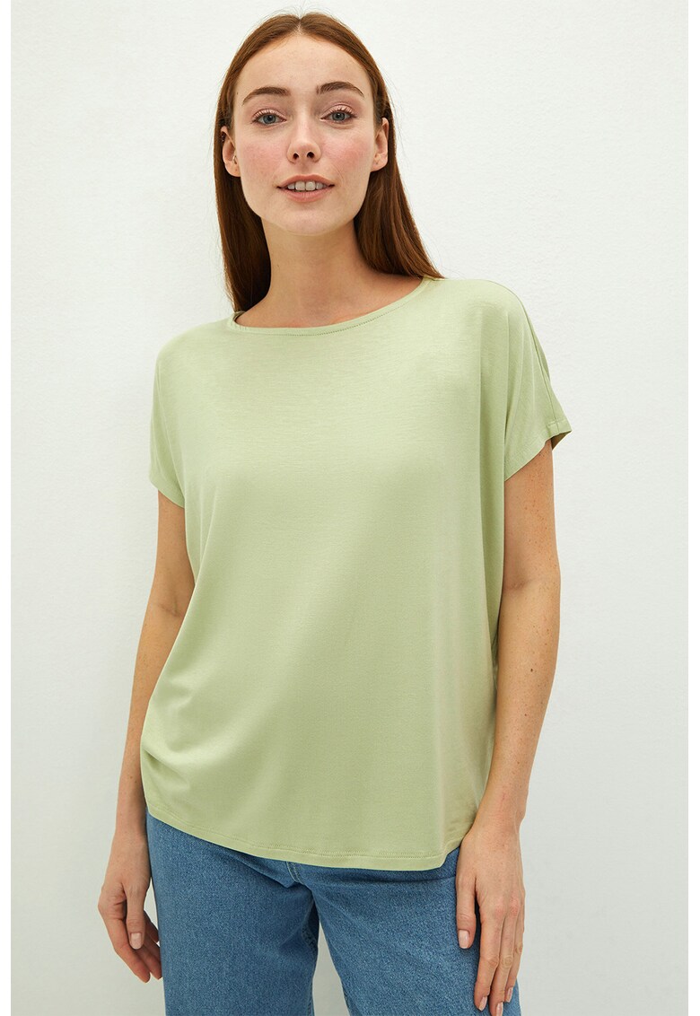 Tricou din amestec de modal cu decolteu rotund