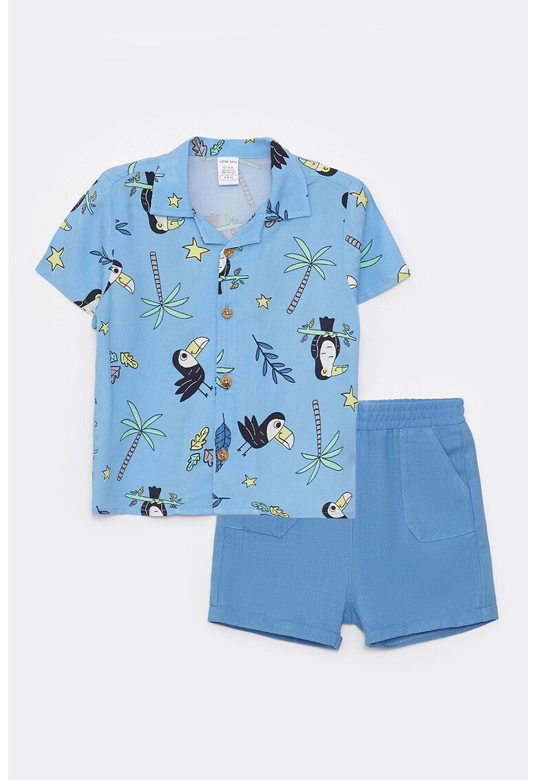 Set de camasa cu imprimeu si pantaloni scurti