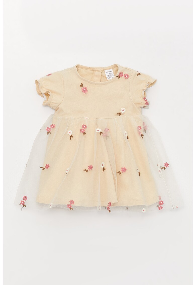 Rochie evazata cu motive florale brodate