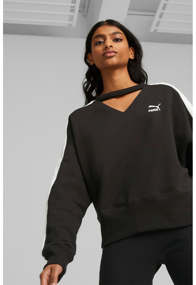 Bluza sport cu decupaj T7 - Alb/Negru