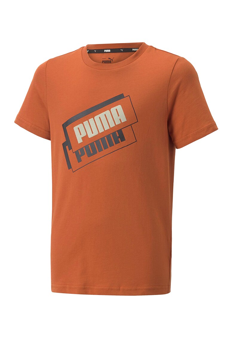 Tricou cu imprimeu logo si decolteu la baza gatului