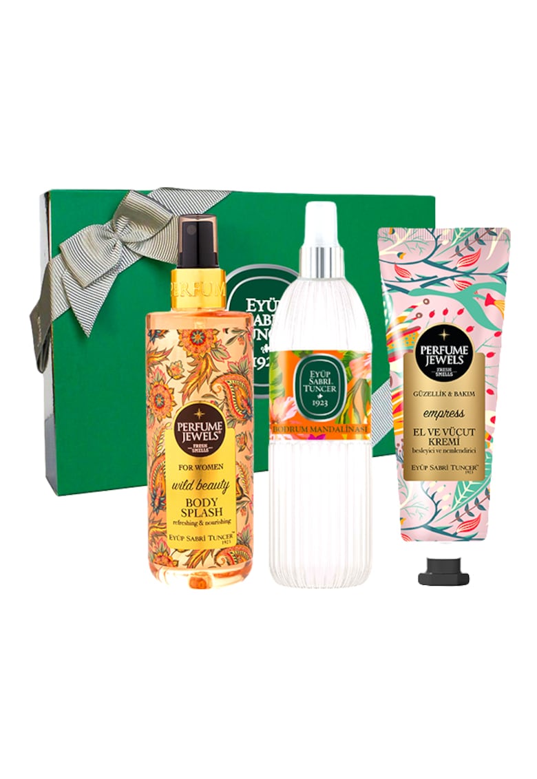 Set Eyup Sabri Tuncer - Apa de Colonie 68° Bodrum Mandarin 150 ml - Crema De Maini Si De Corp Empress 50 ml - Spray de Corp Wild Beauty 250 ml