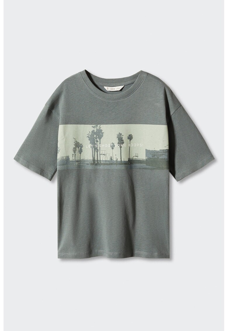 Tricou de bumbac cu maneci cazute Hoops