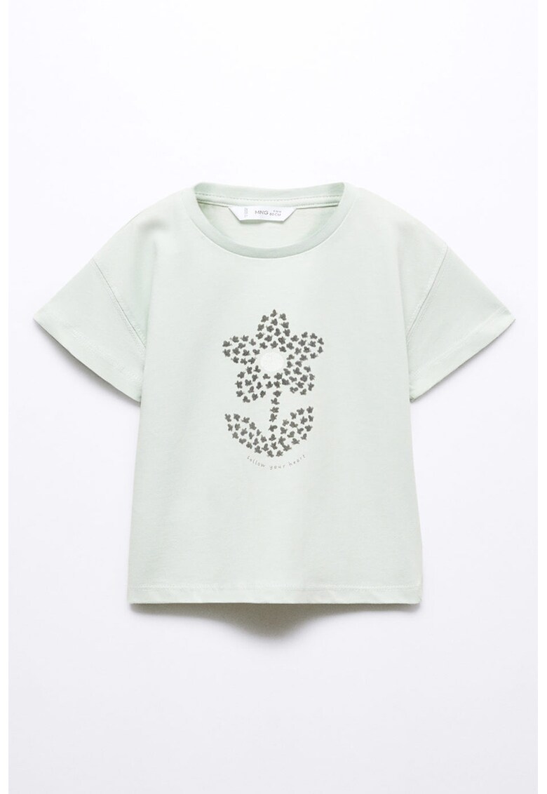 Tricou cu decolteu la baza gatului - din bumbac Flower