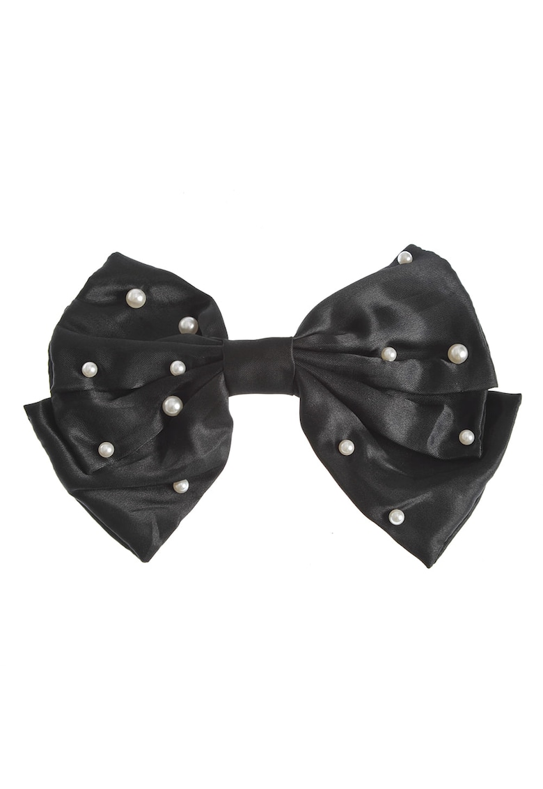 Clama funda neagra cu perle acrilice albe