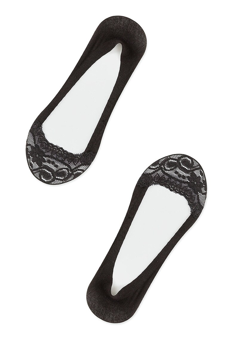 Sosete foarte scurte din amestec de bumbac cu garnituri de dantela