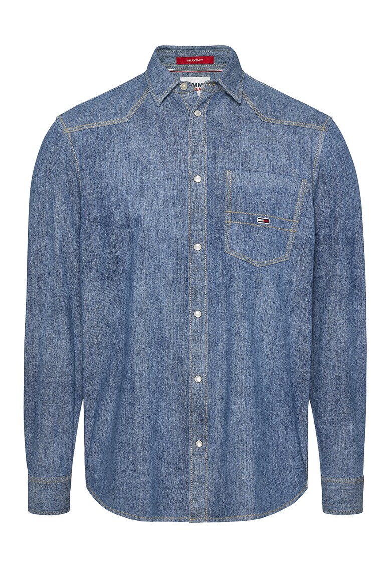 Camasa relaxed fit din material chambray cu buzunar pe piept Western