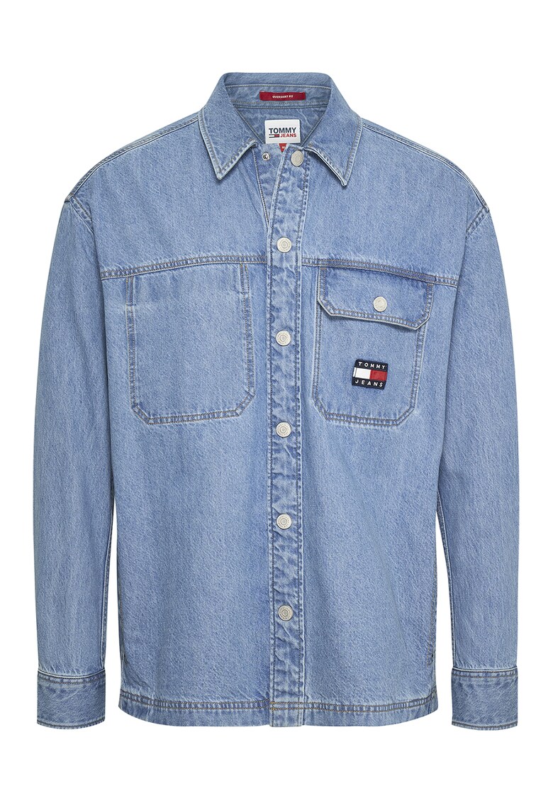Jacheta-camasa din denim cu buzunar pe piept Essential