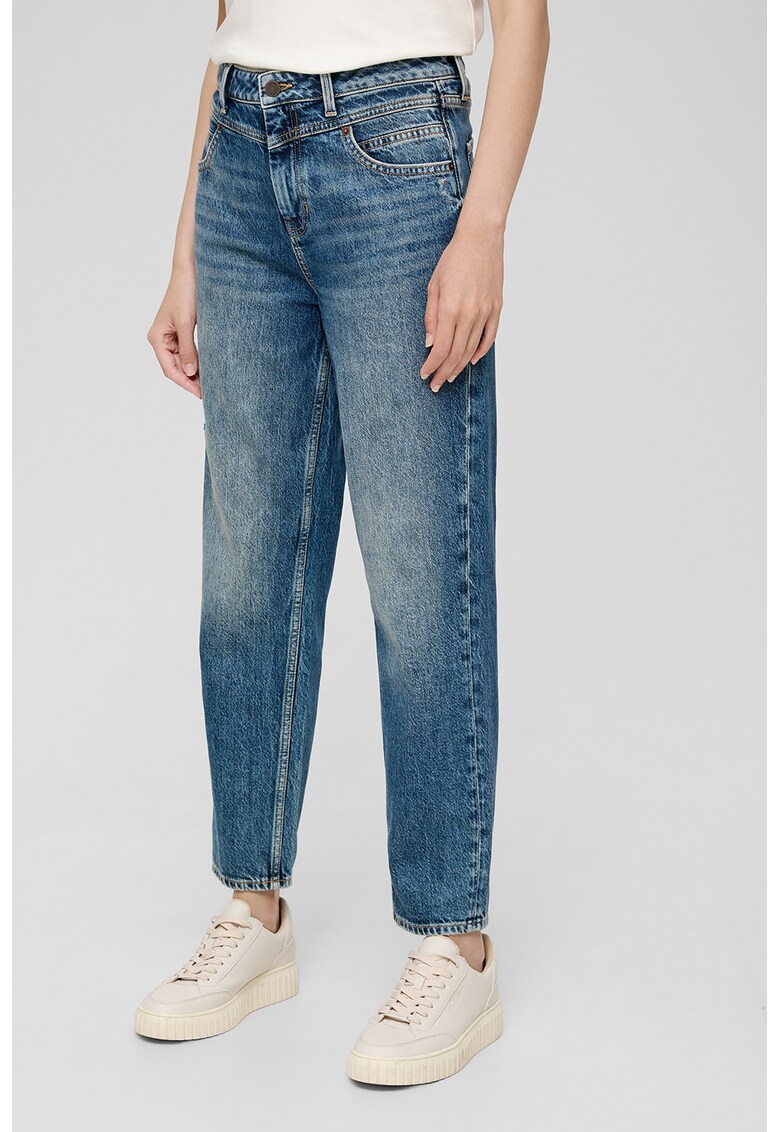 Blugi mom fit cu aspect decolorat