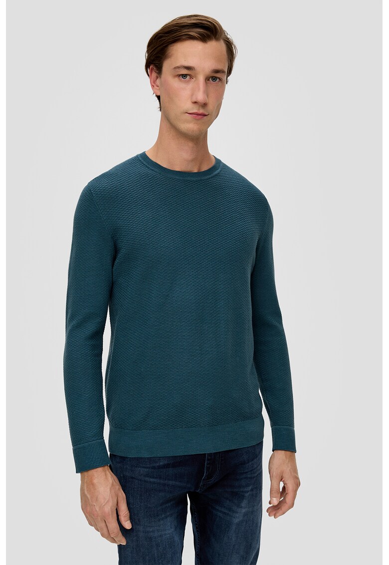 Pulover regular fit cu decolteu la baza gatului