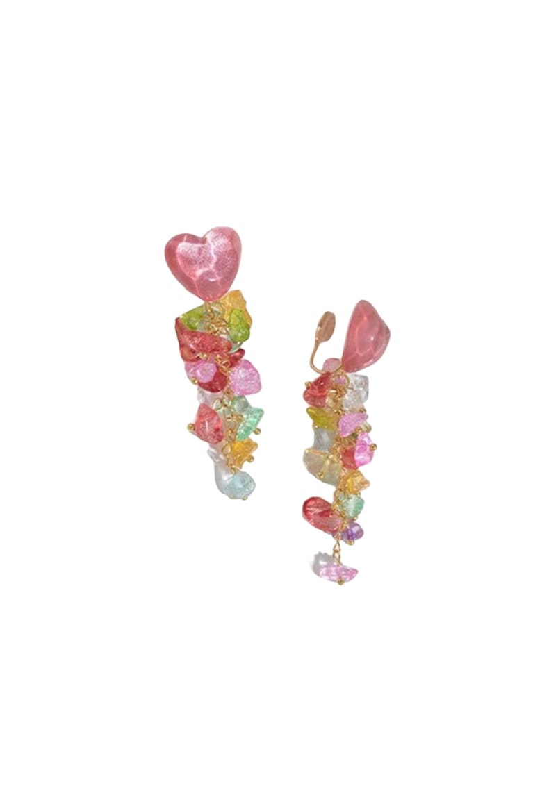 Pursehuit Cercei aurii - cu clips si cristale multicolore - Eleanor C4 -