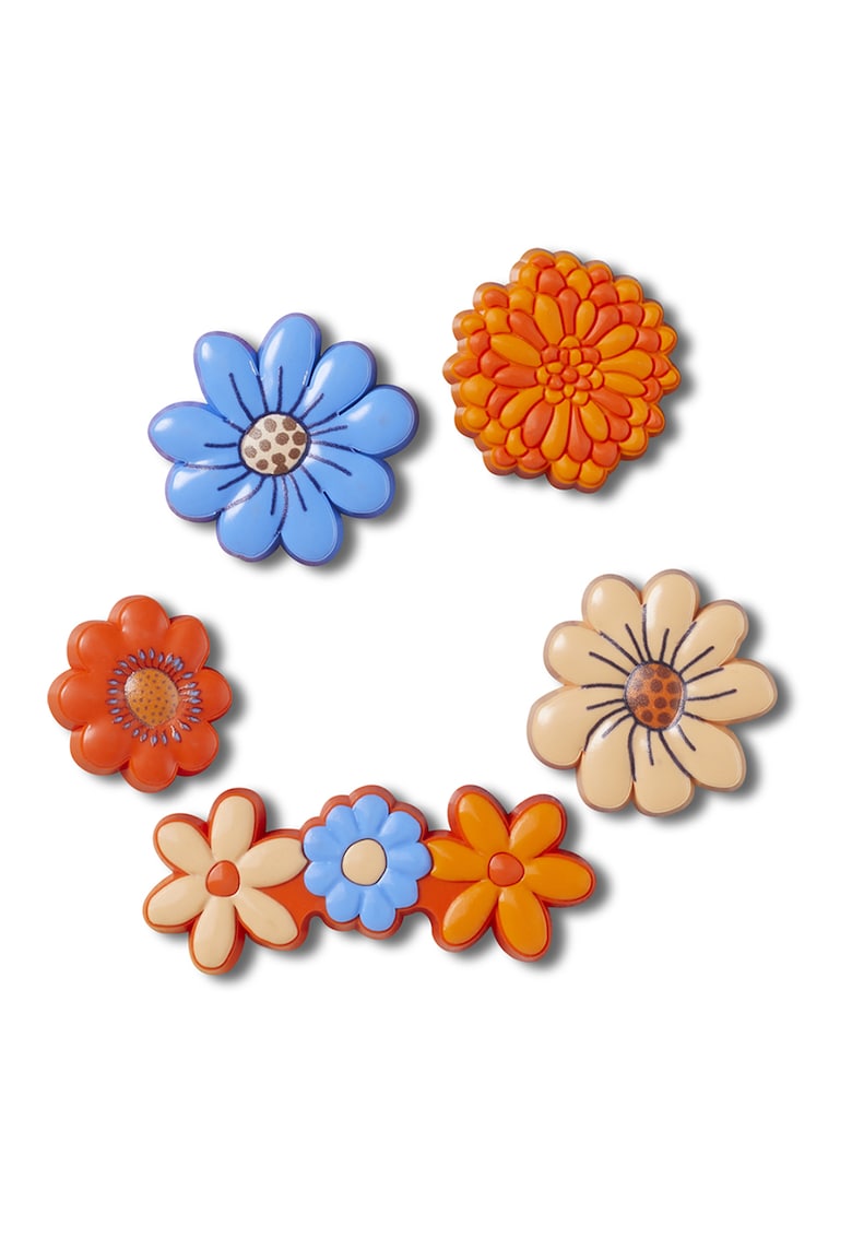 Set de talismane pentru saboti cu model floral jibbitz - 5 piese