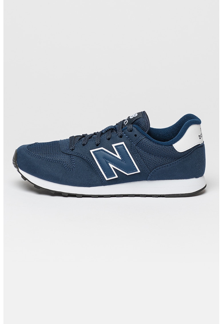 Pantofi sport cu garnituri de piele intoarsa sintetica 500 - Bleumarin