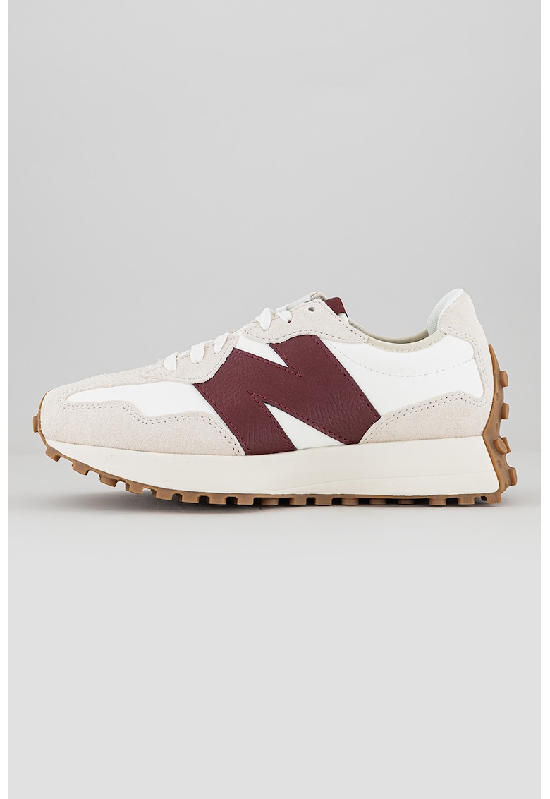 Pantofi sport cu garnituri de piele intoarsa 327 - Alb/Visiniu/Grej