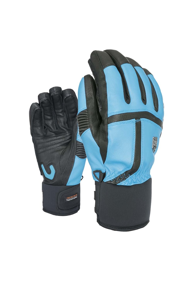 Manusi ski barbati - Level - Piele/Lana - Negru/Albastru -
