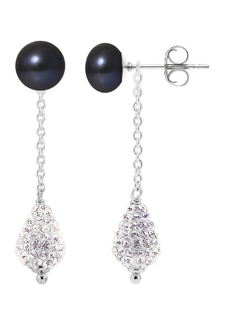 Cercei din argint decorati cu cristale si perle