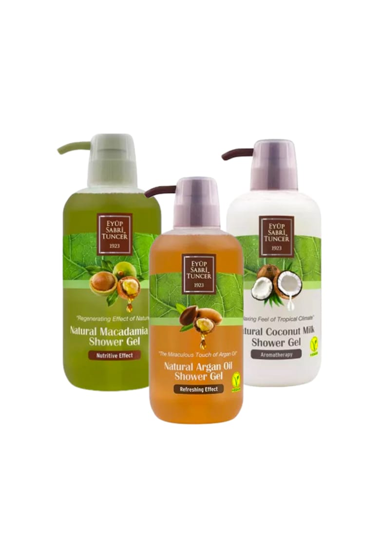 Set Eyup Sabri Tuncer Gel de dus Cocos 600 ml - Gel de dus Macadamia 600 ml - Gel de dus Argan 600 ml