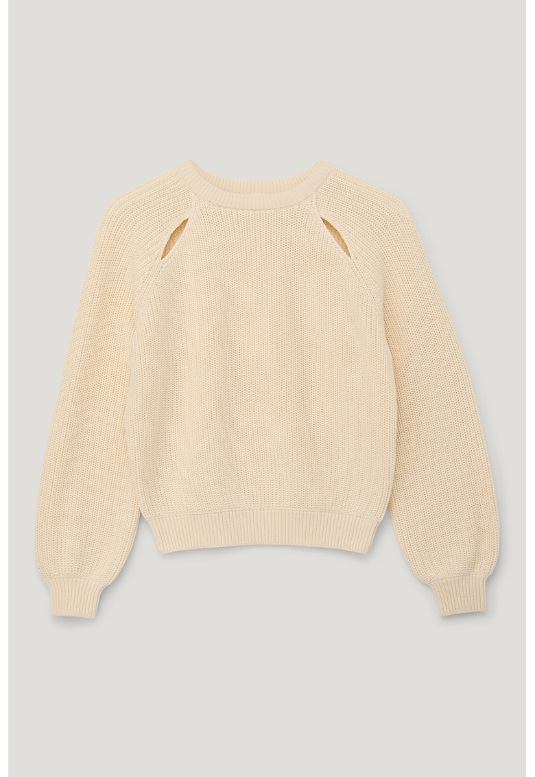 Pulover din amestec de bumbac cu decupaje