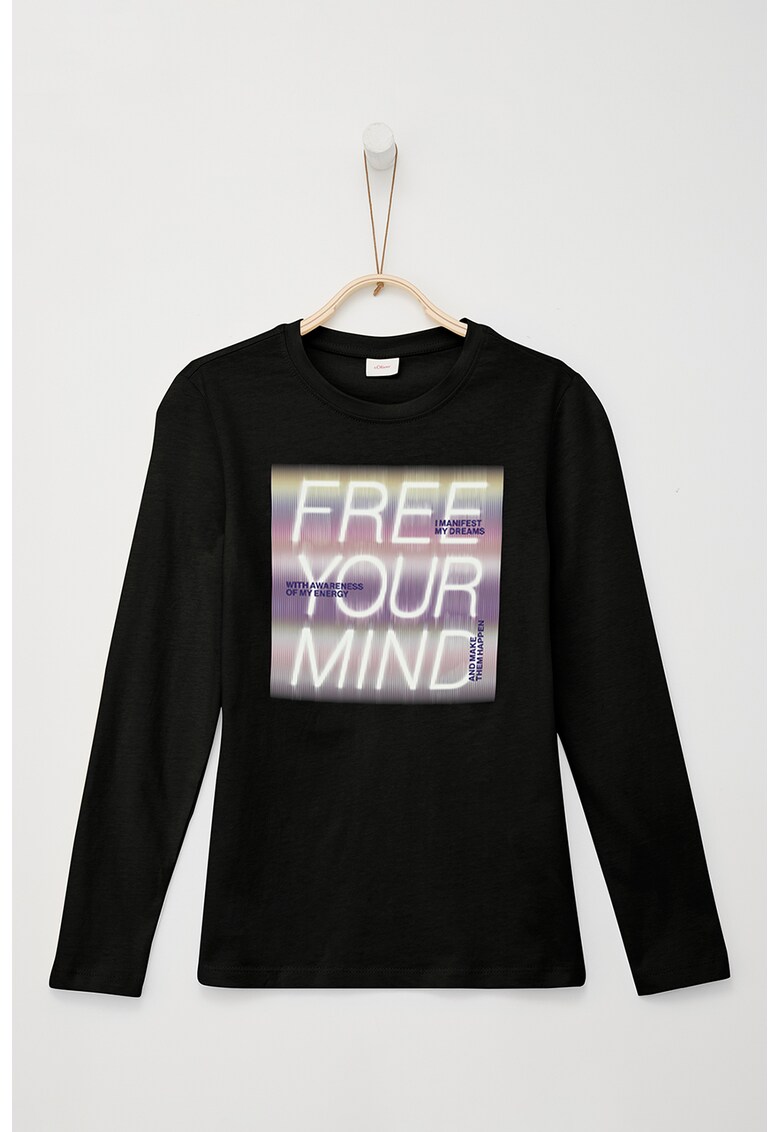 Bluza de bumbac cu imprimeu text