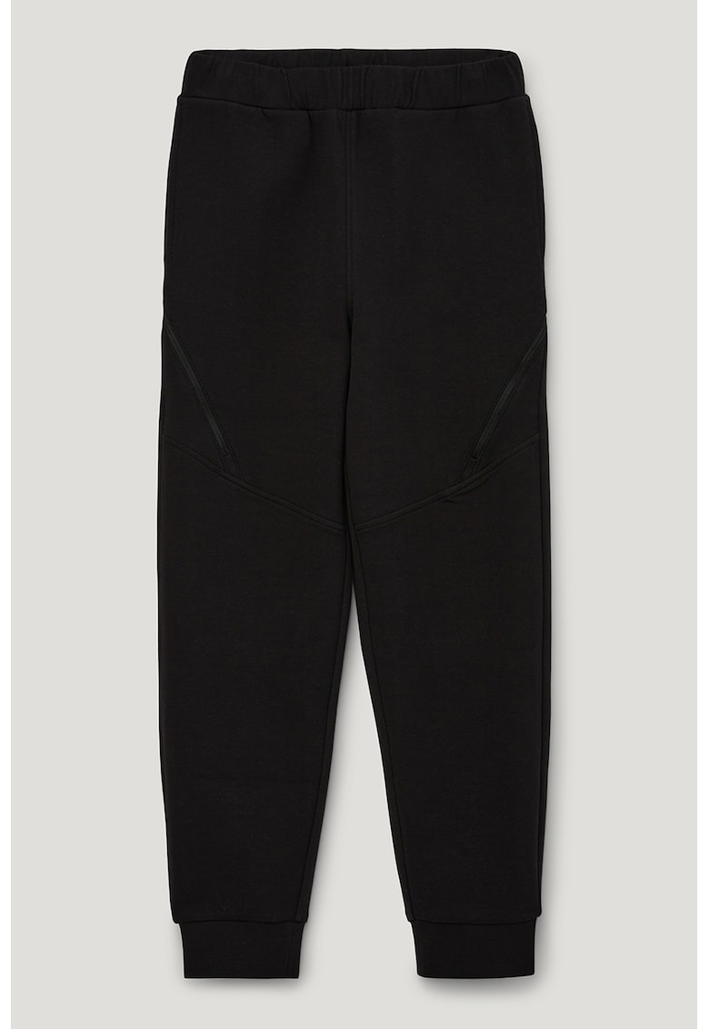Pantaloni sport din amestec de bumbac cu buzunare cu fermoar