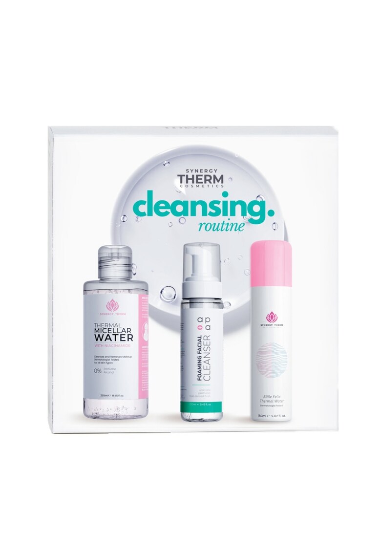 Set Cleansing Routine Apa micelara - 250 ml - Spuma pentru curatare faciala - 250 ml - Apa Termala Spray - 150 ml