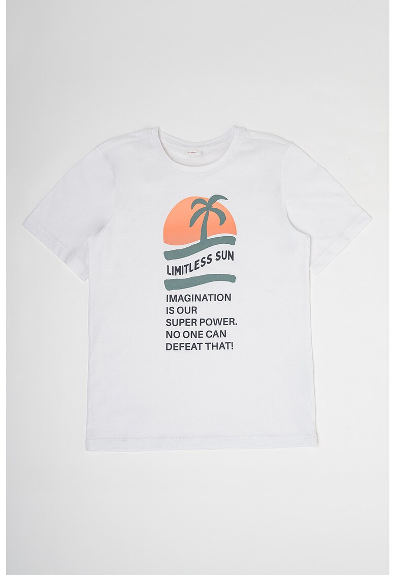 Tricou cu imprimeu text si tropical