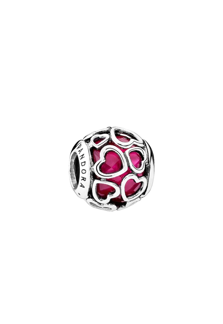 Charm rosu cu inimioare Love Story - Argint 925