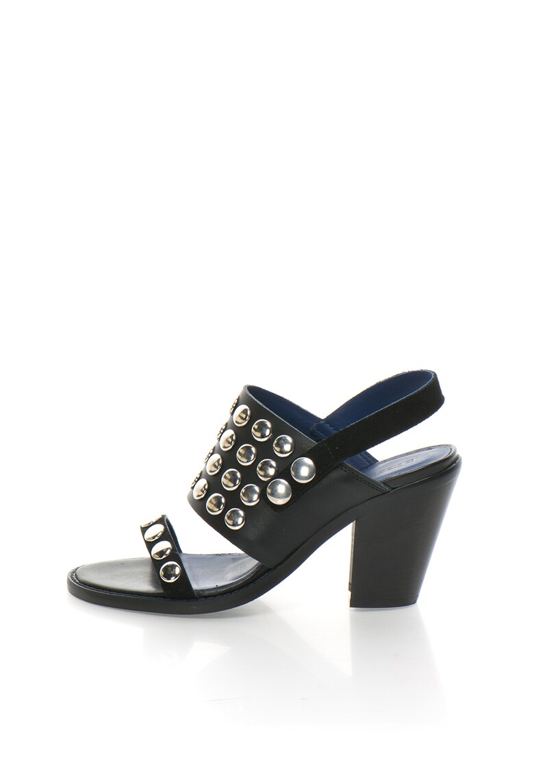 Sandale negre de piele cu tinte D Anys