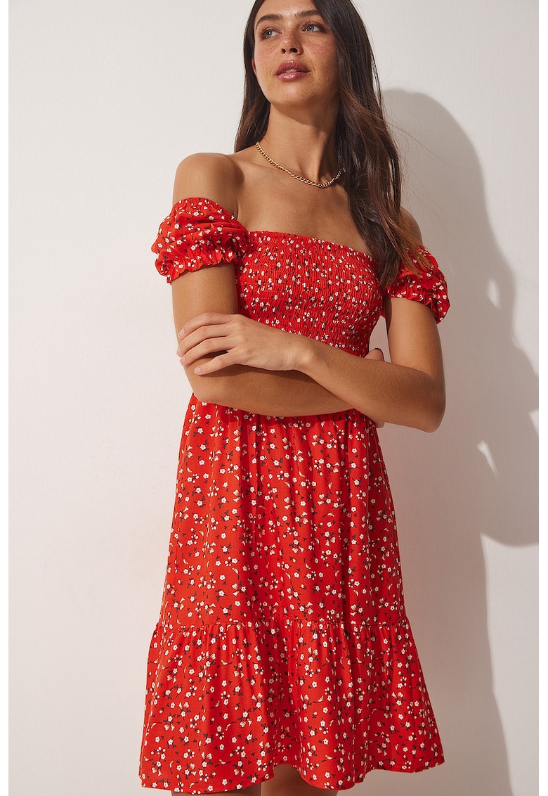 Rochie evazata cu model floral