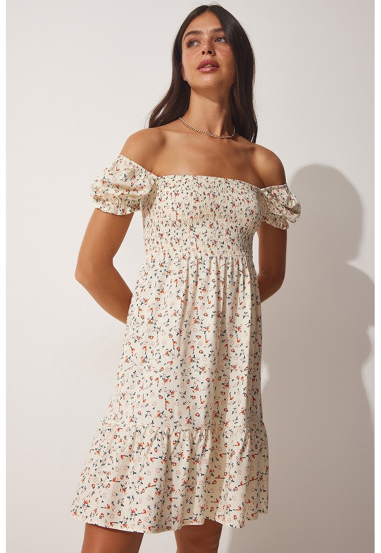 Rochie evazata cu model floral