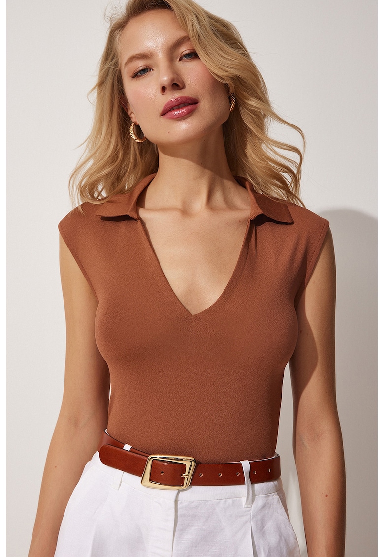 Bluza cu decolteu adanc in V - fara maneci