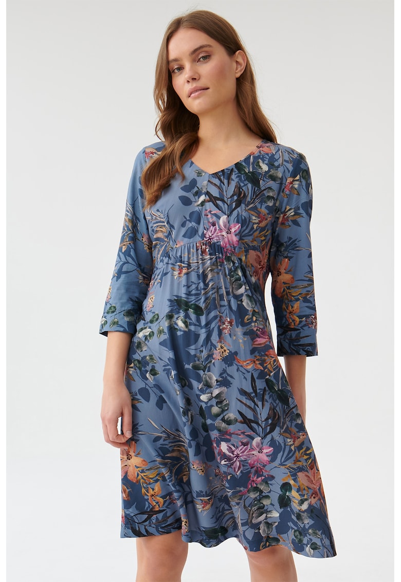 Rochie cu decolteu in V si imprimeu floral