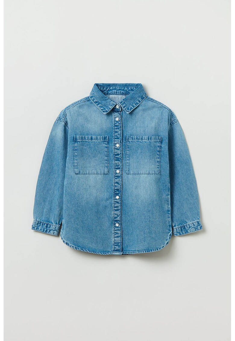 Camasa din denim cu buzunare aplicate