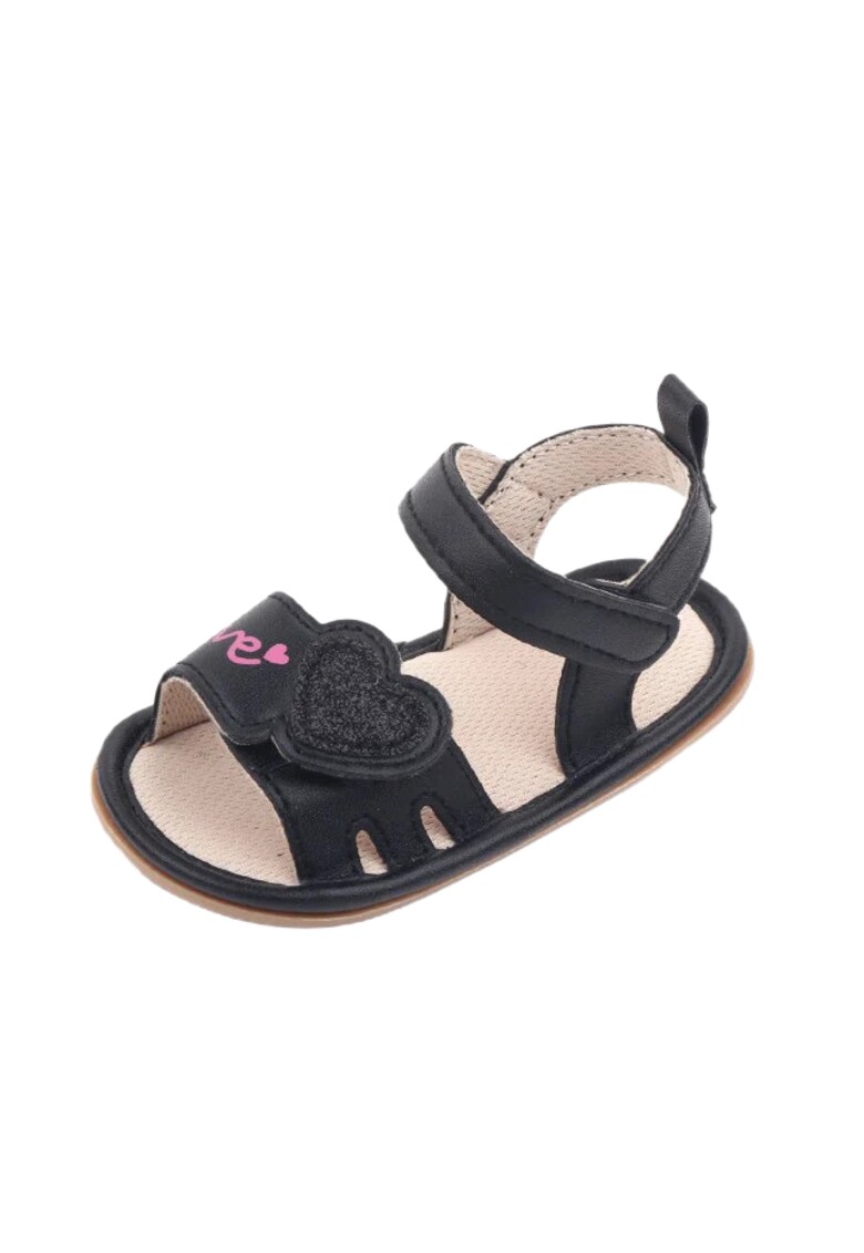 Sandale Model Love - Fete - Piele ecologica - Negru