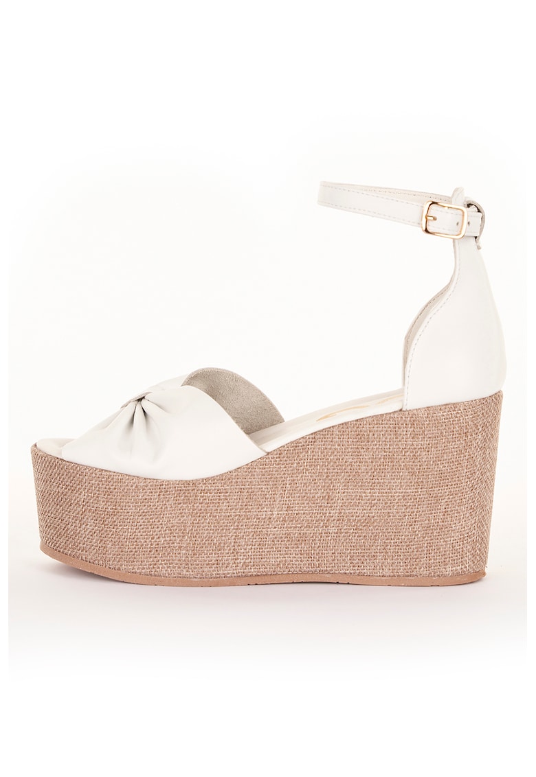 Sandale wedge de piele cu funda stella