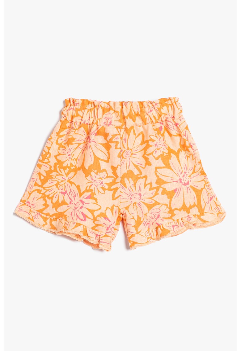 Pantaloni scurti din amestec de in cu imprimeu floral