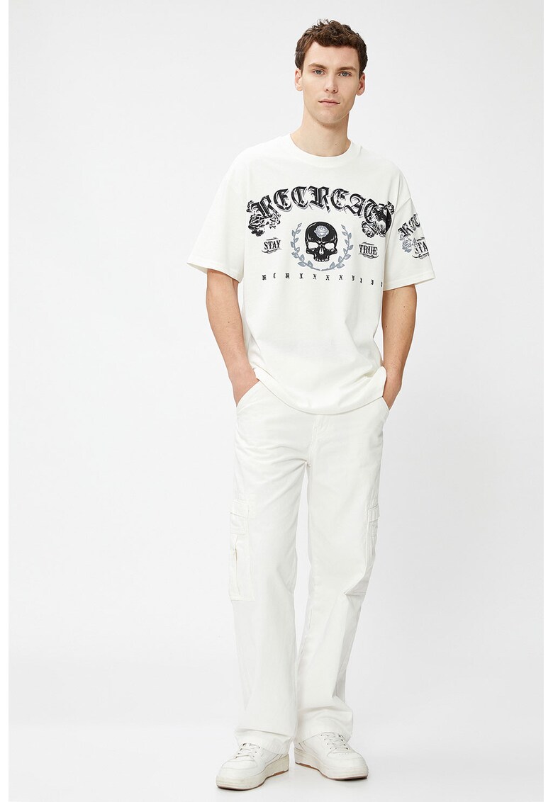 Tricou supradimensionat de bumbac cu model grafic