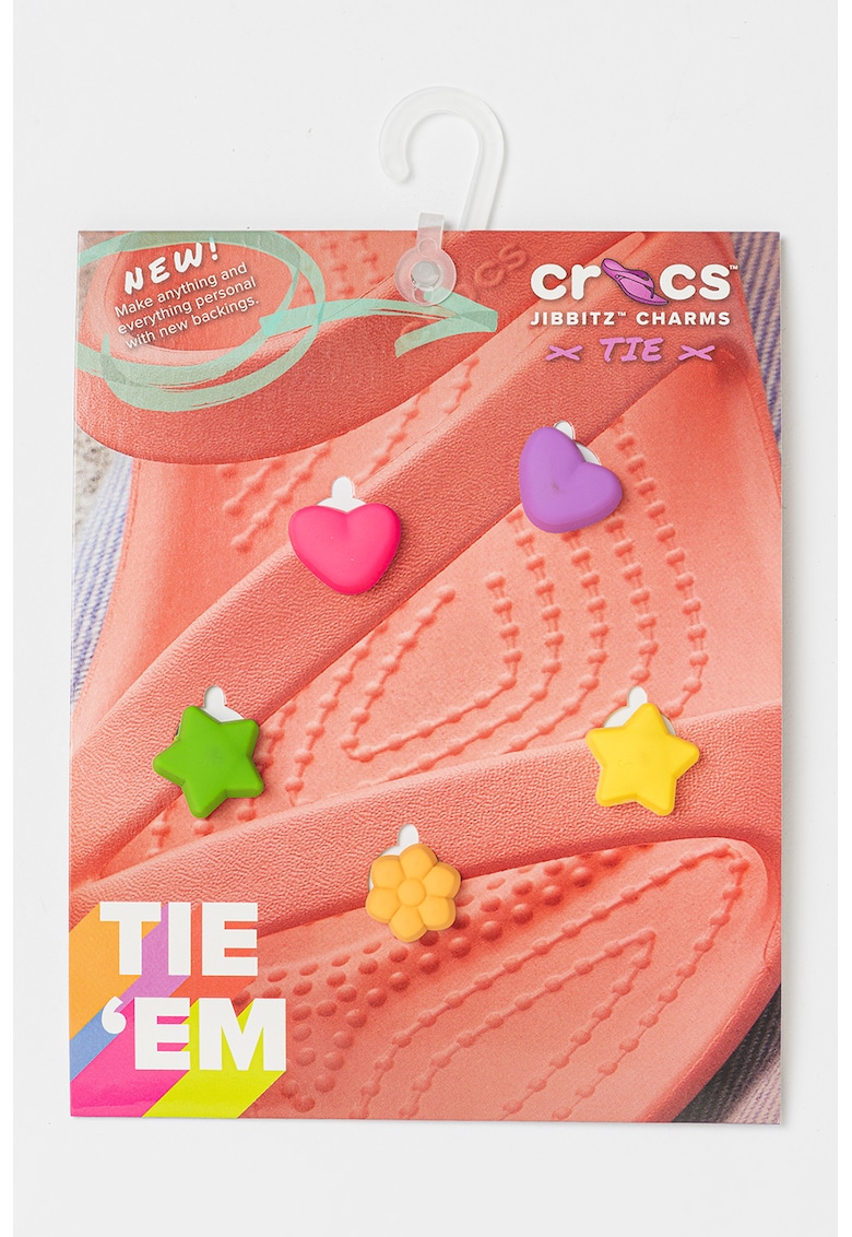 Set de talismane in forma de inima - floare si stea pentru saboti Jibbitz - 5 piese
