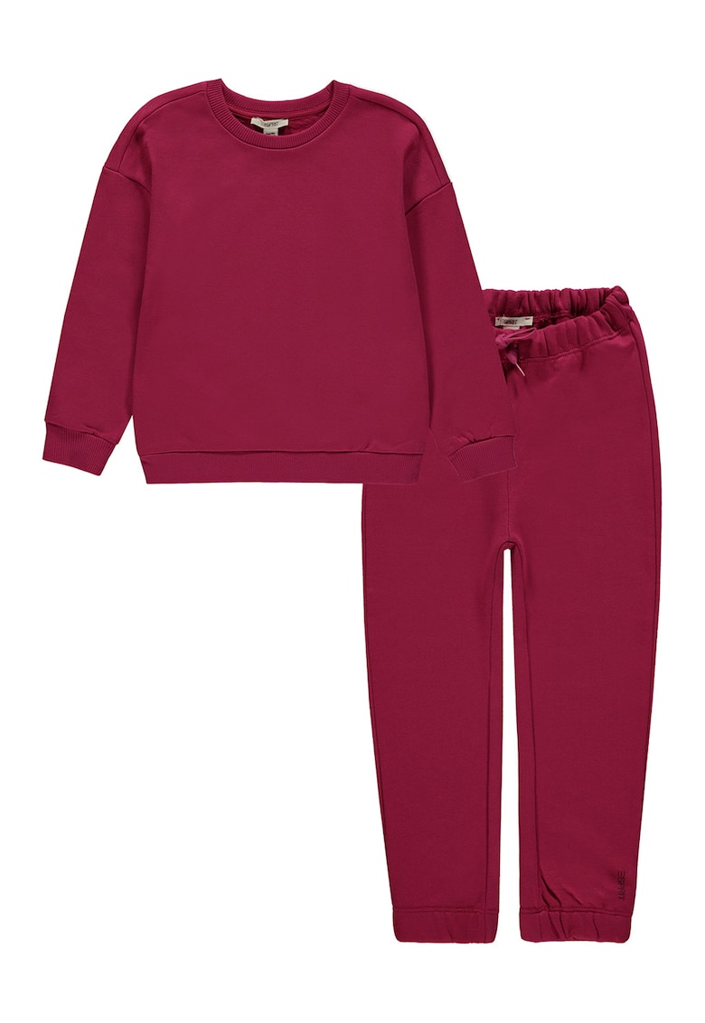 Set de pantaloni si bluza sport cu maneci cazute