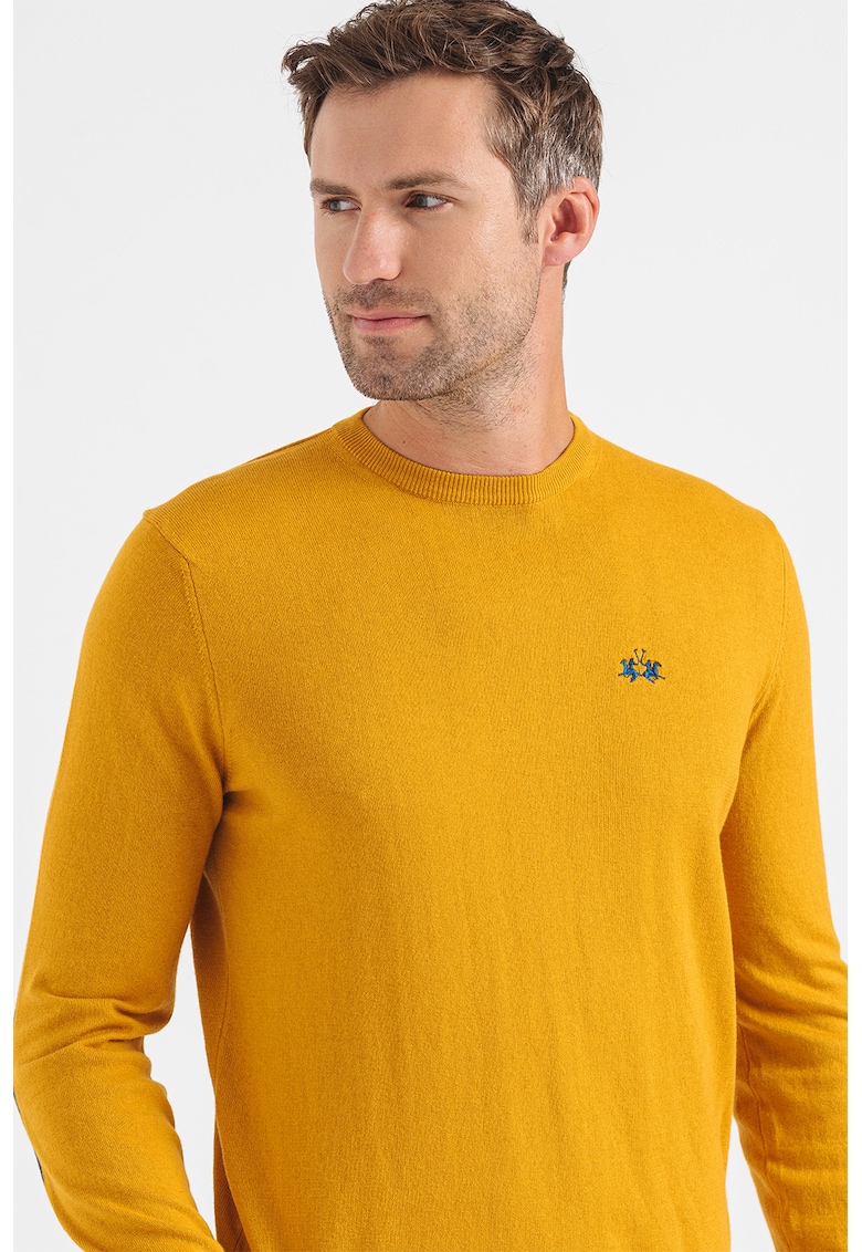 Pulover regular fit din amestec de lana cu logo discret