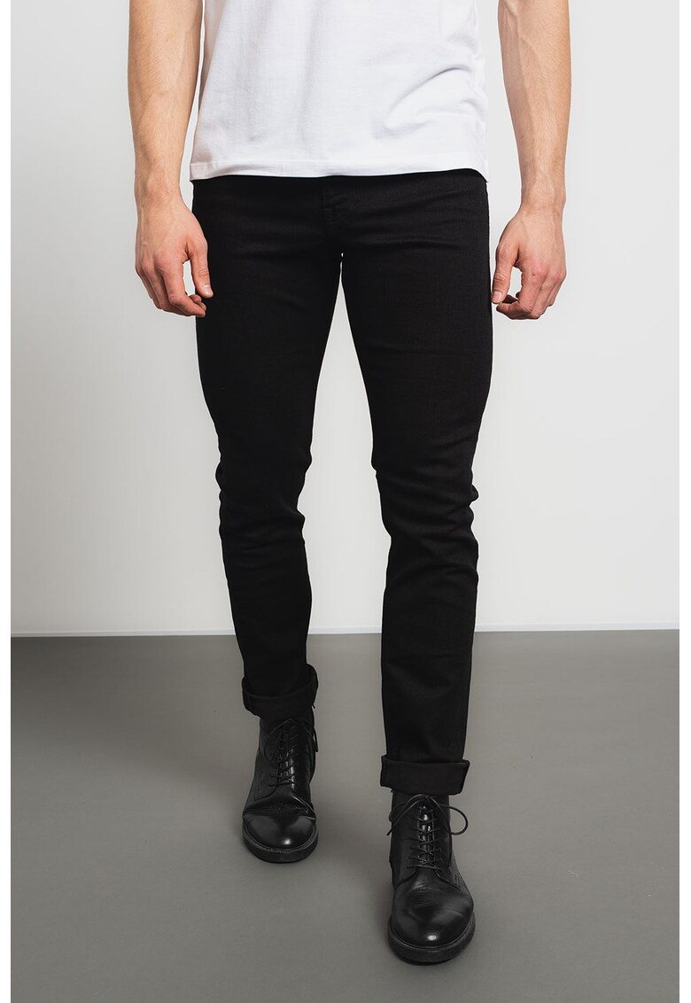 Blugi slim fit cu model uni