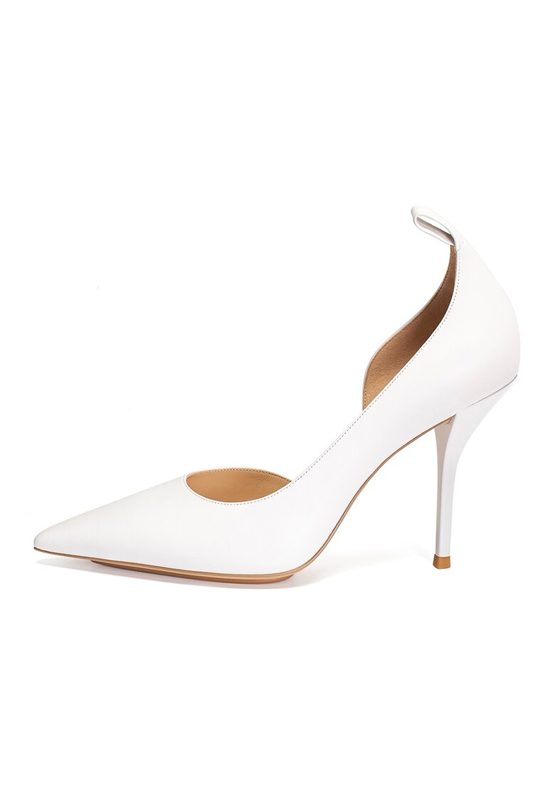 Pantofi din piele cu toc stiletto si bareta detasabila