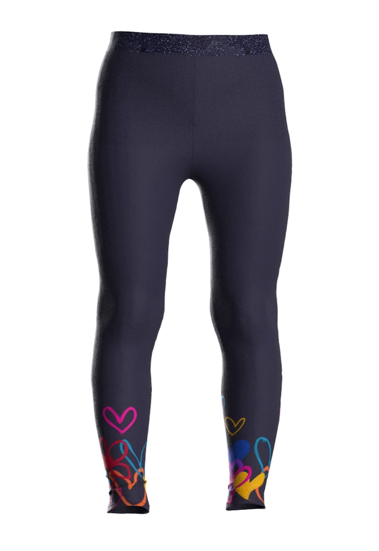 Colanti slim fit cu imprimeu cu inimi - Bleumarin